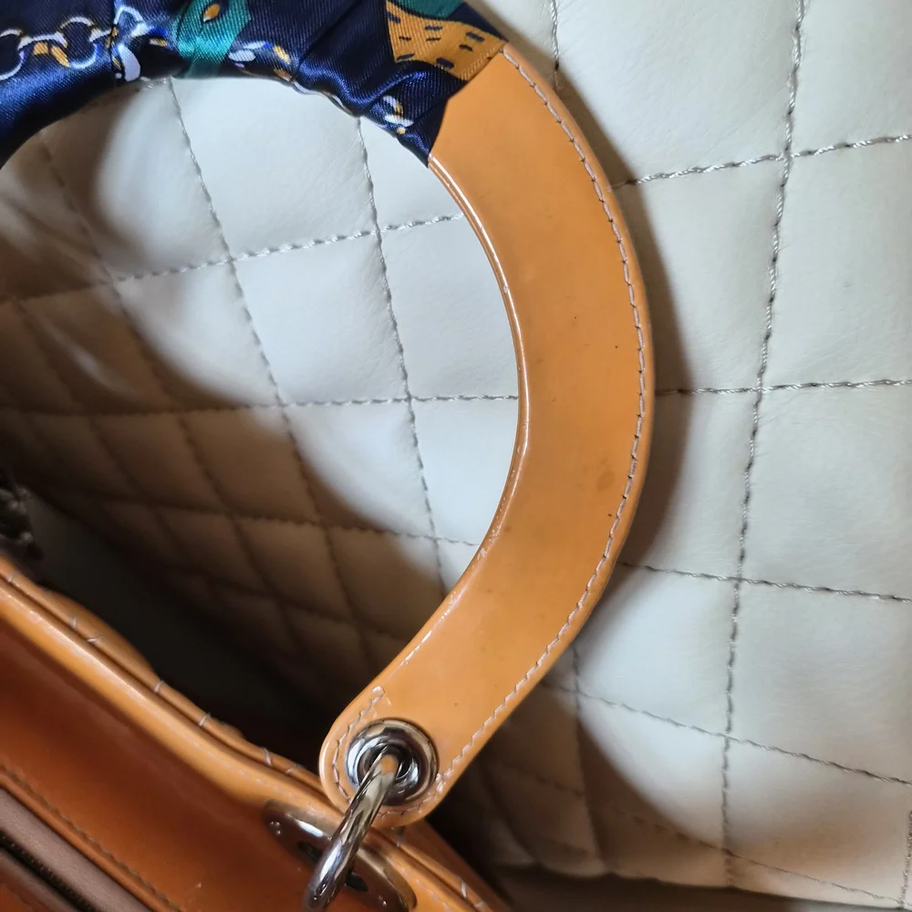 Lady Dior Patent Quilted Satchel with Silver Hardware